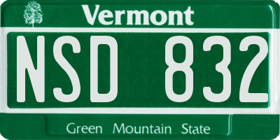 VT license plate NSD832