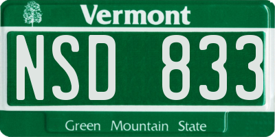 VT license plate NSD833