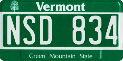 VT license plate NSD834