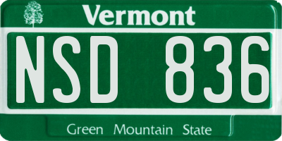 VT license plate NSD836