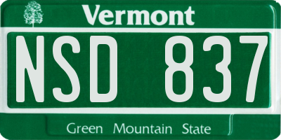 VT license plate NSD837