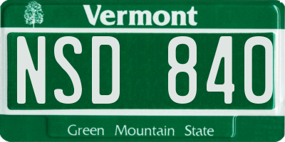 VT license plate NSD840