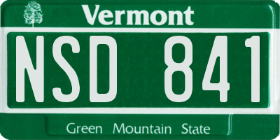 VT license plate NSD841