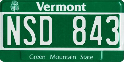 VT license plate NSD843