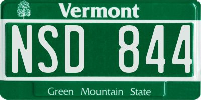 VT license plate NSD844