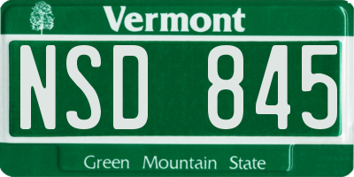 VT license plate NSD845
