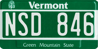 VT license plate NSD846