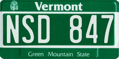 VT license plate NSD847
