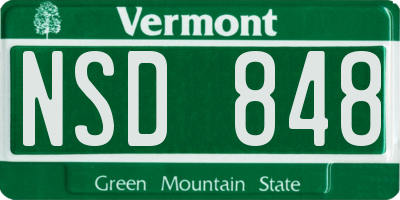 VT license plate NSD848