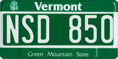 VT license plate NSD850