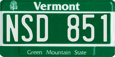 VT license plate NSD851