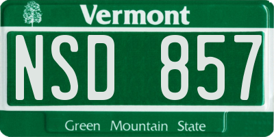 VT license plate NSD857