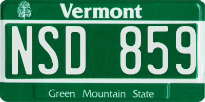 VT license plate NSD859