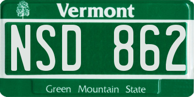 VT license plate NSD862