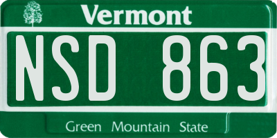 VT license plate NSD863