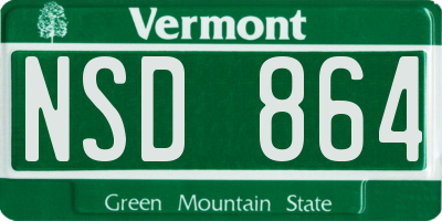 VT license plate NSD864