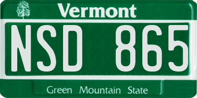 VT license plate NSD865