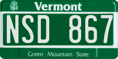 VT license plate NSD867