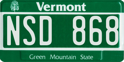 VT license plate NSD868