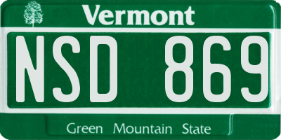 VT license plate NSD869