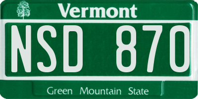 VT license plate NSD870