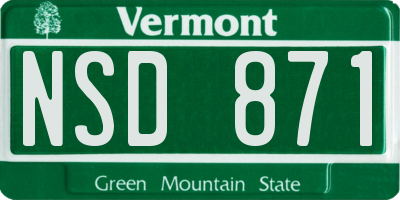 VT license plate NSD871