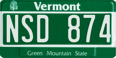 VT license plate NSD874