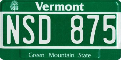 VT license plate NSD875