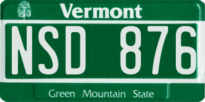 VT license plate NSD876