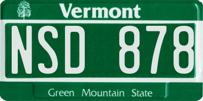 VT license plate NSD878