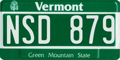 VT license plate NSD879
