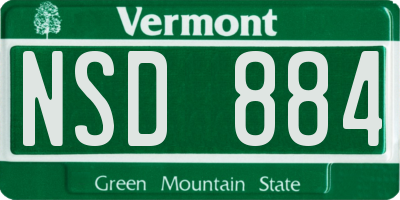 VT license plate NSD884