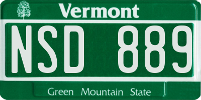 VT license plate NSD889