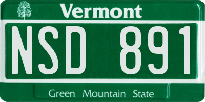 VT license plate NSD891