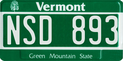 VT license plate NSD893