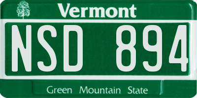 VT license plate NSD894