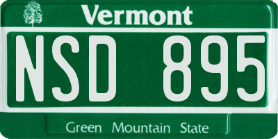 VT license plate NSD895