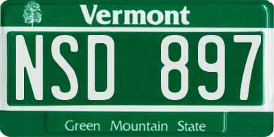 VT license plate NSD897