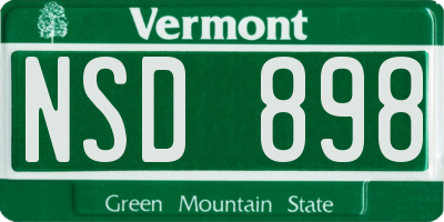 VT license plate NSD898