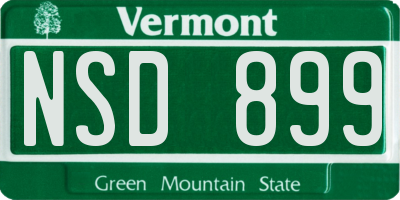 VT license plate NSD899