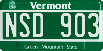 VT license plate NSD903