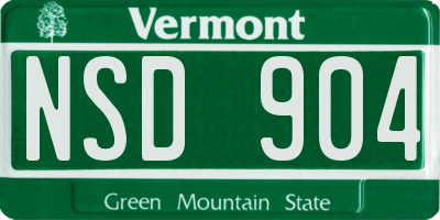 VT license plate NSD904