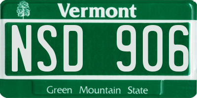 VT license plate NSD906