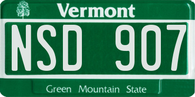 VT license plate NSD907