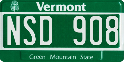 VT license plate NSD908