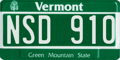VT license plate NSD910