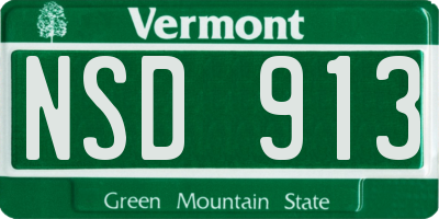 VT license plate NSD913