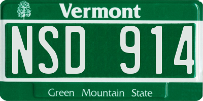 VT license plate NSD914