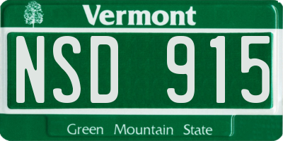 VT license plate NSD915