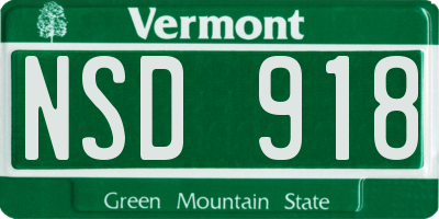 VT license plate NSD918